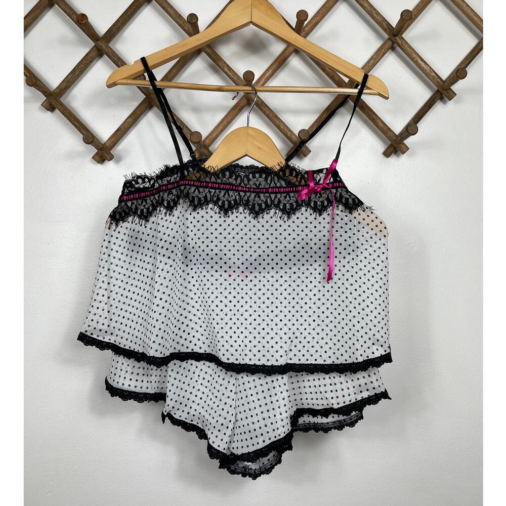 New Hanky Panky Spot on Chiffon Sleep Set, Black-White Women's Size M - Picture 3 of 10